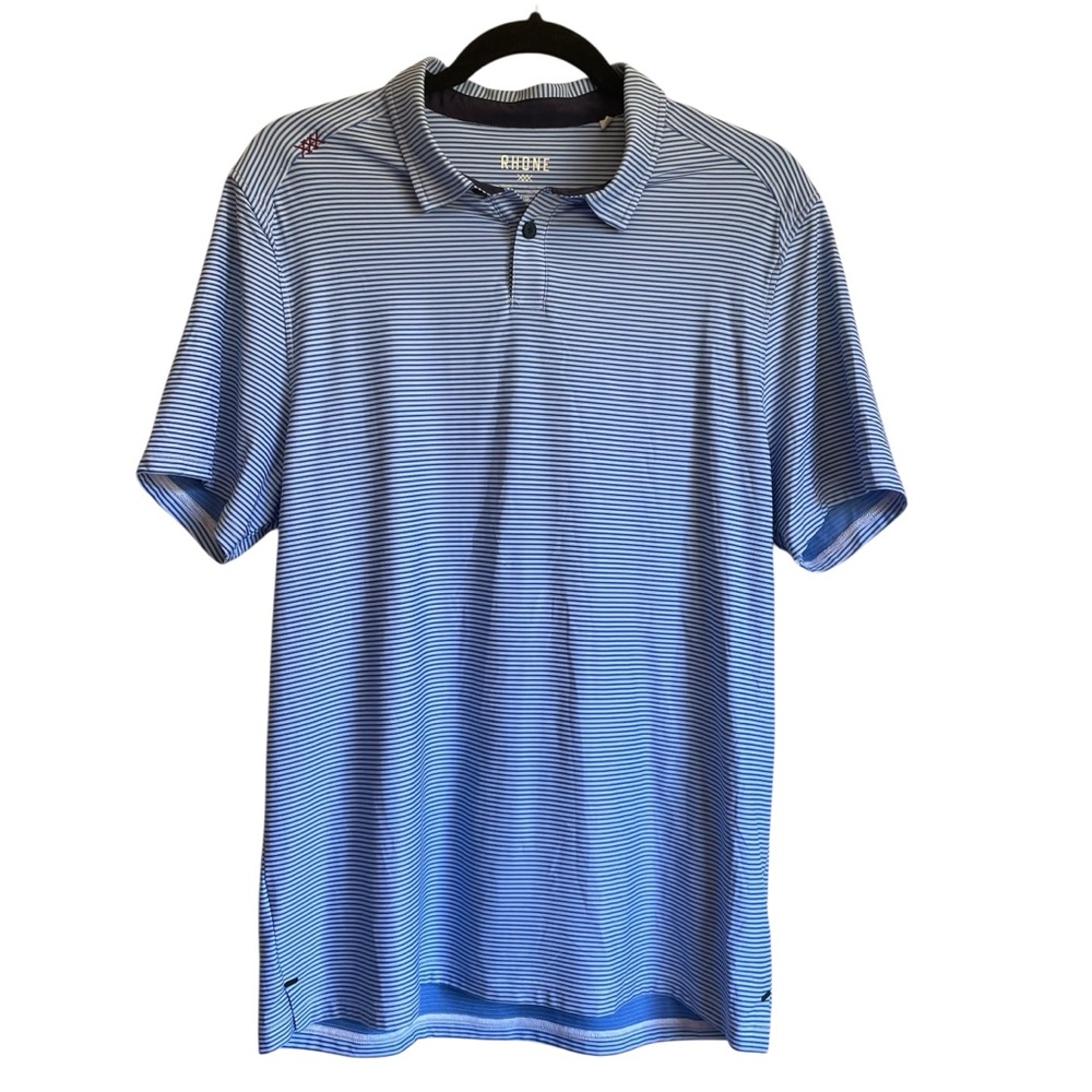 RHONE Blue Striped Polo Shirt